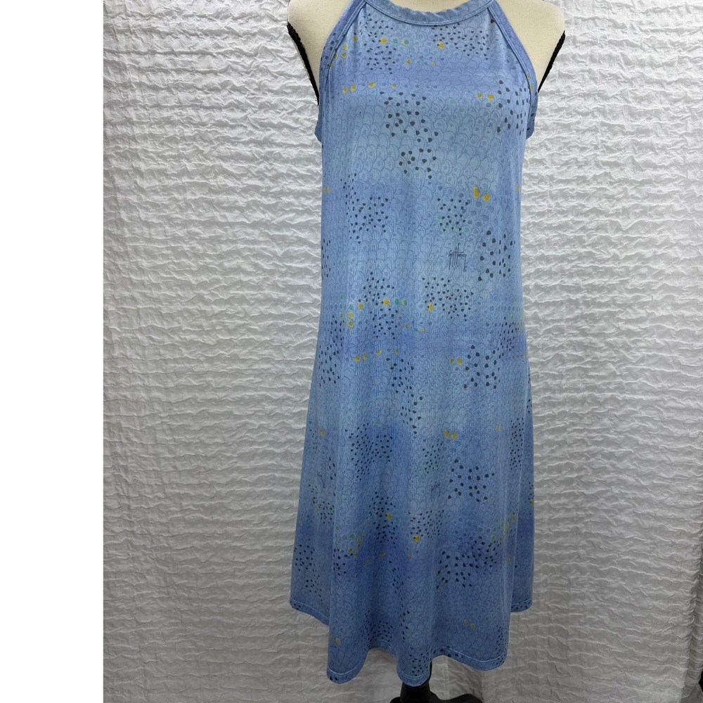 Guy Harvey Womens Blue Fish Scale Print Halter A-Line Sun Dress Size Medium